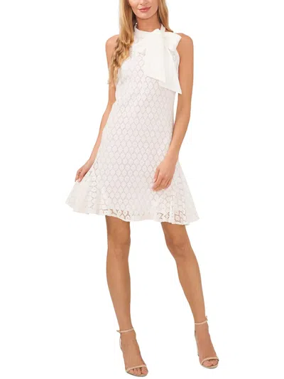 Cece Lace Hi-low Halter Dress In White