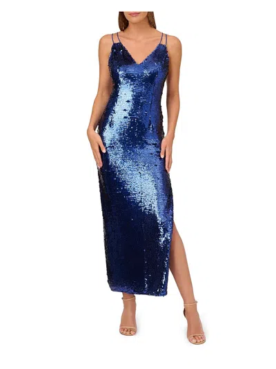 Liv Foster Womens Sequined Long Cocktail And Party Dress In Blue