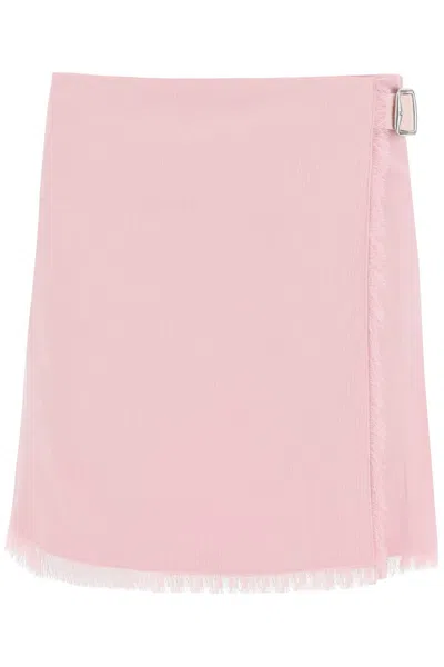 Burberry Textured Wool Mini Kilt Skirt In Pink
