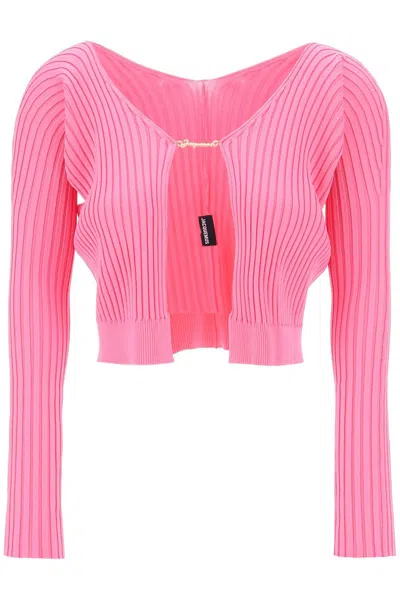 Jacquemus La Maille Pralù Longue Knitted Cardigan In Pink