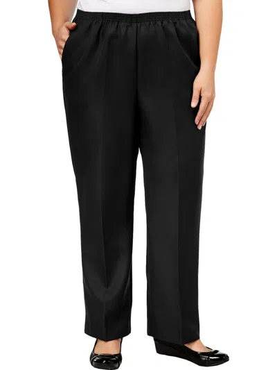 Alfred Dunner Plus Womens High Rise Office Straight Leg Pants In Black