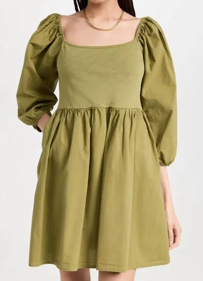 Nation Ltd Heddie Combo Babydoll Dress In Lichen In Green