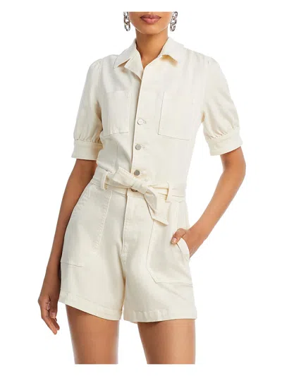 Paige Mayslie Womens Notch Collar Button Front Romper In Beige