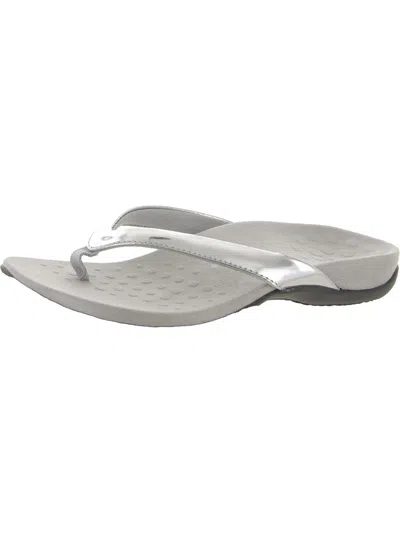 Vionic Dillon Womens Slip On Thong Sandals In Silver