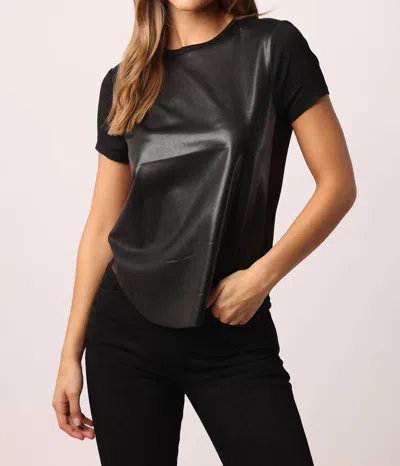 Another Love Elaina Pleather Front Short Sleeve Top In Black