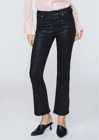 Paige Claudine Luxe Coated Jean In Black Fog