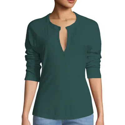James Perse Women Split Neck Raglan Sleeve T-shirt In Turquoise In Blue