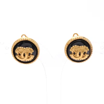 Pre-owned Chanel Coco Mark Earrings Gp Gold 96a