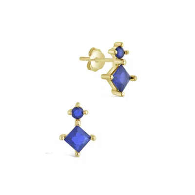 Sterling Forever 14k Over Silver Cz Stella Drop Studs In Gold
