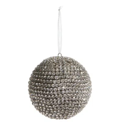 Raz Imports 4.5" Pave Crystal Ball Ornament In Silver In Metallic