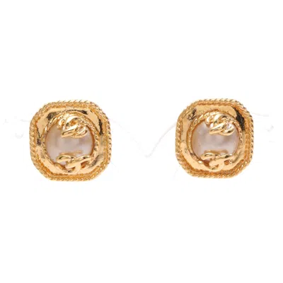 Pre-owned Chanel Coco Mark Earrings Gp Fake Pearl Gold Off95a