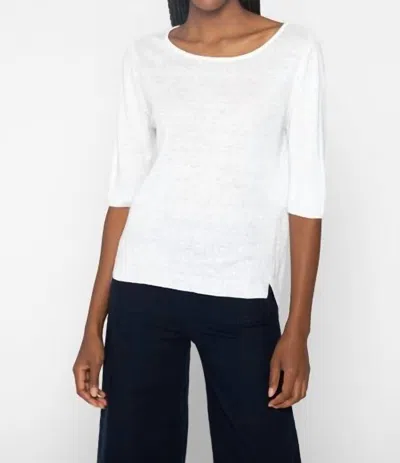 Kinross Elbow Sleeve Boatneck Sweater In White