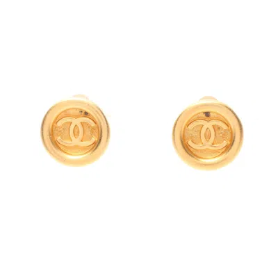 Pre-owned Chanel Coco Mark Earrings Gp Gold 95a