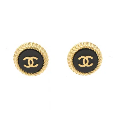 Pre-owned Chanel Coco Mark Earrings Gp Gold 95c