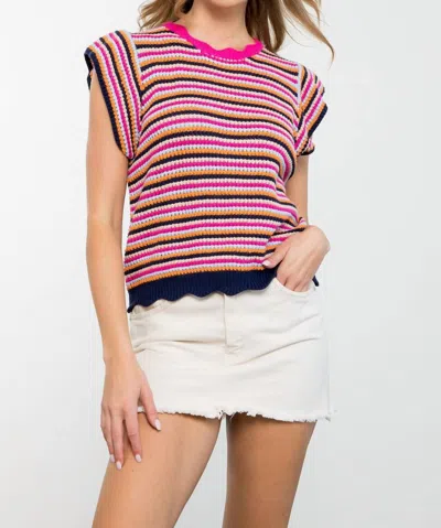 Thml Knit Top In Multi Color In Pink