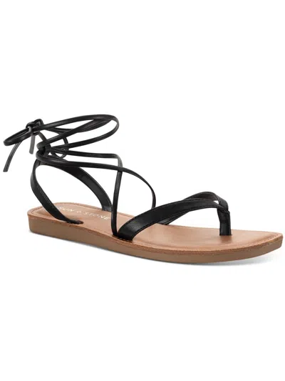 Sun + Stone Maggie Womens Thong Slip On Strappy Sandals In Black