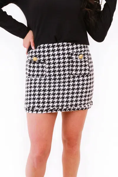 Bishop + Young Cavalli Skirt In Houndstooth In White