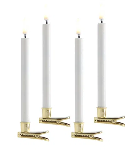 Raz Imports 6.5" Pencil Candle With Clip In White In Gold