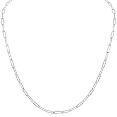 Sselects Silver Rhodium 4mm Flat Paperclip Necklace With Lobster Clasp - 24 Inch
