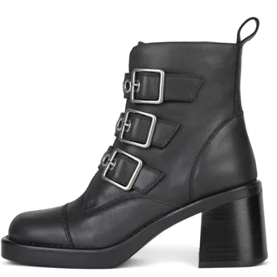 Jeffrey Campbell Bucklin Mh Pltfm Ankle Boot In Black Silver In Grey