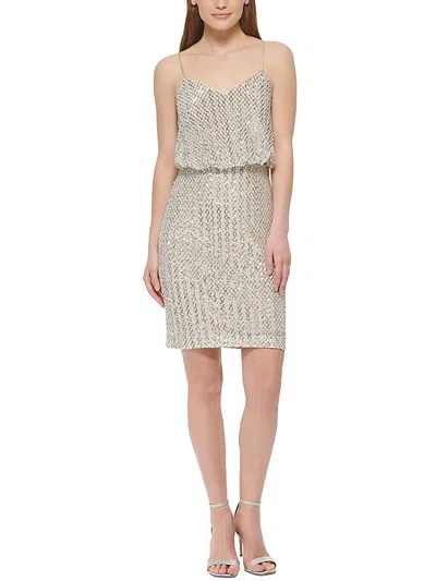 Vince Camuto Womens Sequined Short Cocktail And Party Dress In Beige