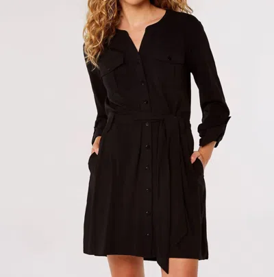 Apricot Long Sleeve Utility Dress In Black