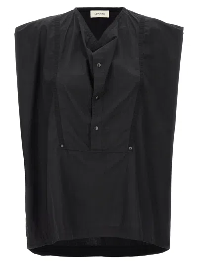 Lemaire Cap Sleeve Top With Snaps Shirt, Blouse Black