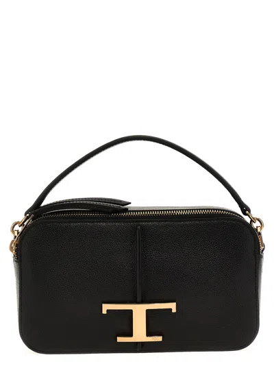 Tod's T Timeless Leather Shoulder Bag In Black