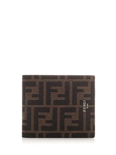 Fendi Ff Fabric Wallet In Brown