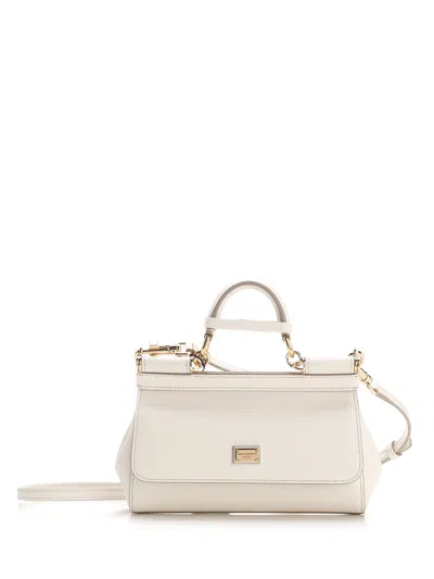 Dolce & Gabbana White Sicily Small Leather Tote Bag