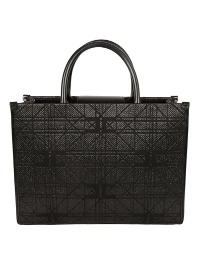 Elisabetta Franchi Top Handle Patterned Shopper Bag In Black
