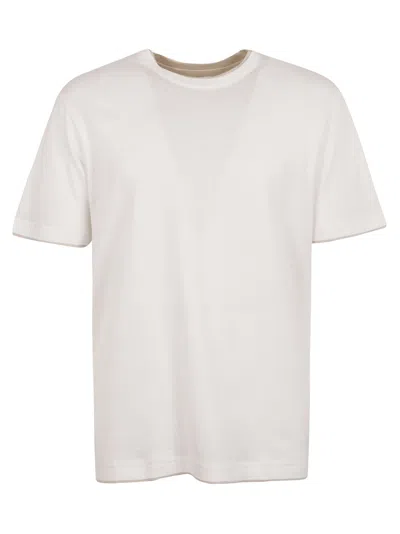 Eleventy Round Neck Plain T-shirt In Bianco