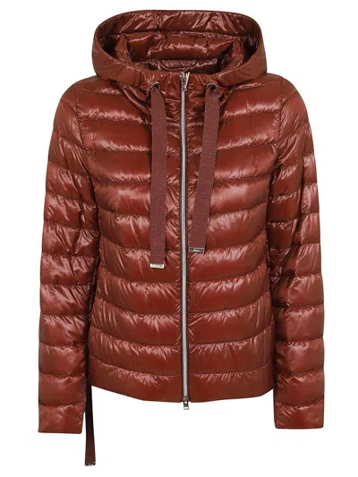 Herno Quilted Hooded Coat In Red