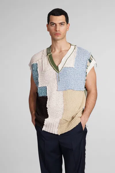 Paura Nabil Patchwork Knitted Vest In Multicolor
