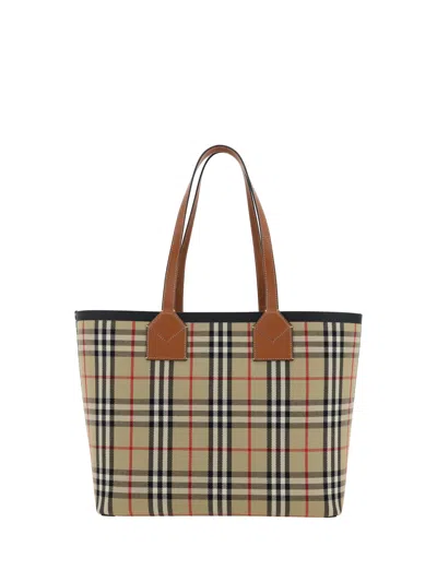 Burberry London Tote Bag In Briar Brown/black