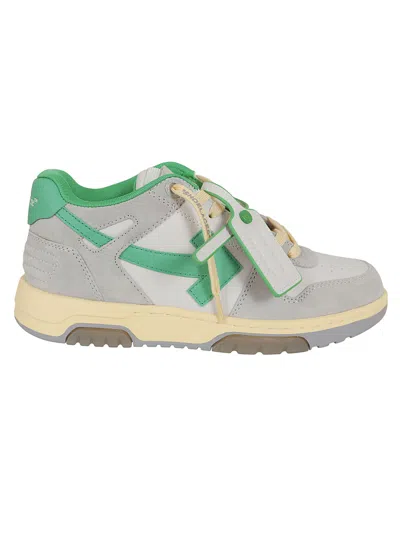 Off-white Out Of Office Suede Sneakers In Green,grey