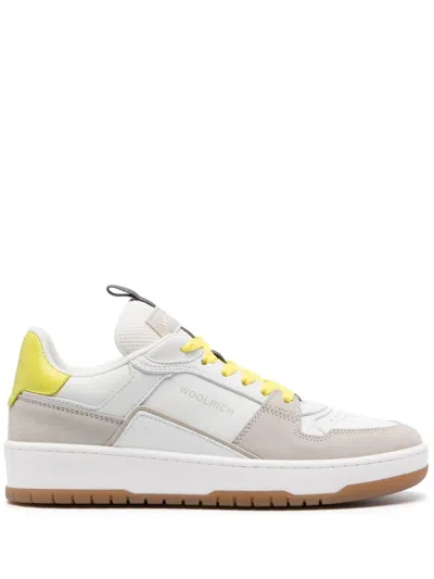 Woolrich Logo-print Panelled Leather Sneakers In White