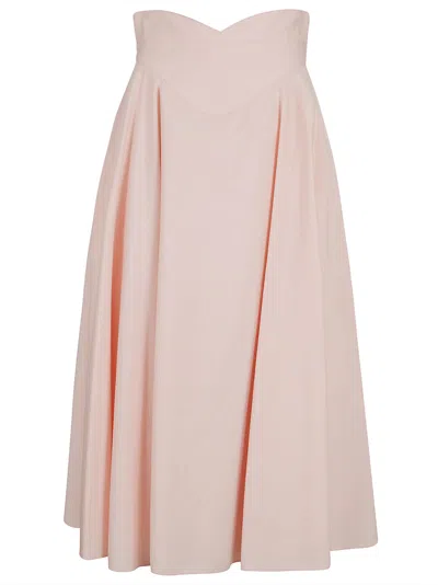 Alexander Mcqueen Cotton Flared Midi Skirt In Pink