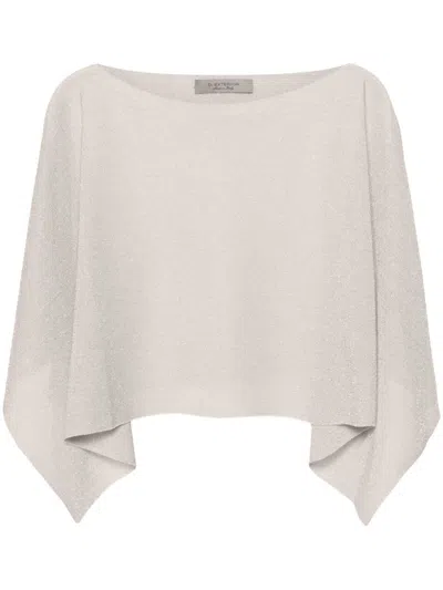 D-exterior Lurex Boat-neck Poncho In Linen