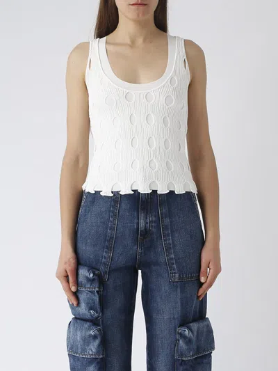 Pinko Openwork Knit Vest Top In Bright White