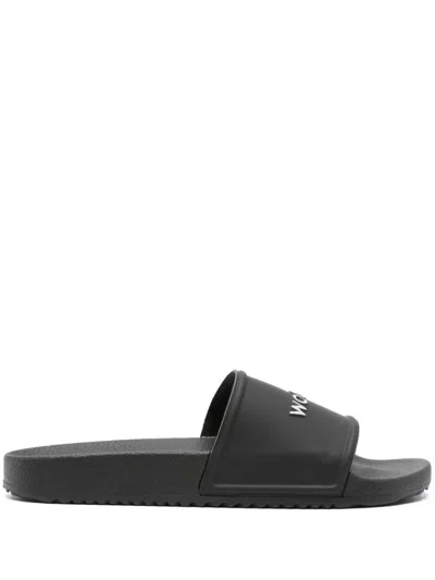 Woolrich Logo-embossed Flip Flops In Black