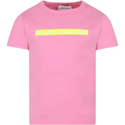 Marc Jacobs Kids' Embossed Logo Organic Cotton T-shirt In Pink