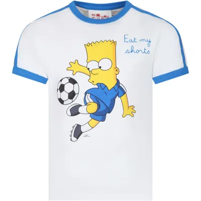 Mc2 Saint Barth Kids' White T-shirt For Boy With Bart Simpson Print