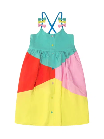 Stella Mccartney Kids' Bow-detail Colourblock Dress In Colorful