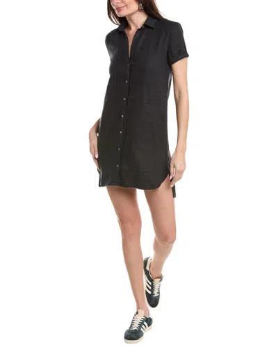 James Perse Button-down Linen Shirtdress In Black