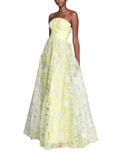 Marchesa Notte Infinity Cutwork 3d Gown In Yellow