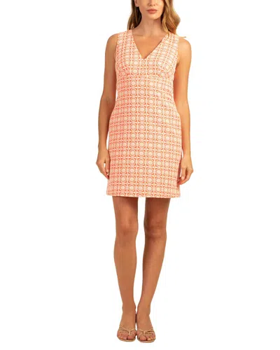 Trina Turk Alyssa Patterned Short Dress With Pockets In Orange