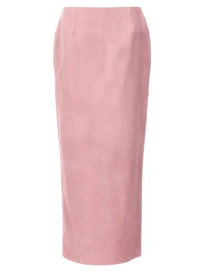 Marni Long Suede Skirt In Pink