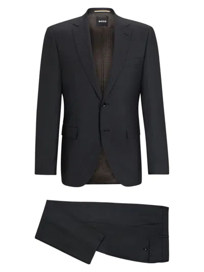 Hugo Boss Regular-fit Suit In Micro-patterned Wool In Grey