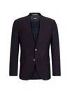 Hugo Boss Slim-fit Jacket In Wool Twill In Dark Red